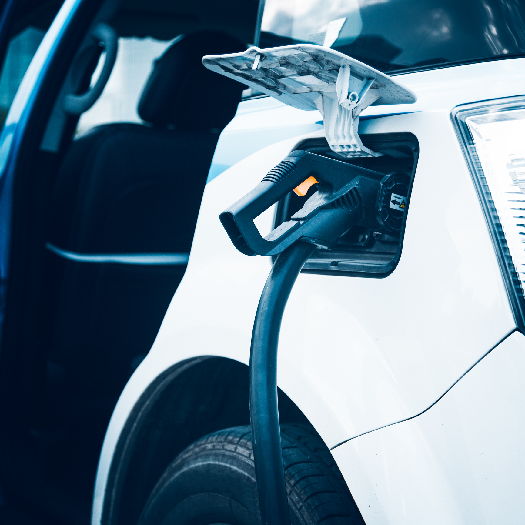 electric car being charged,shanghai,china.