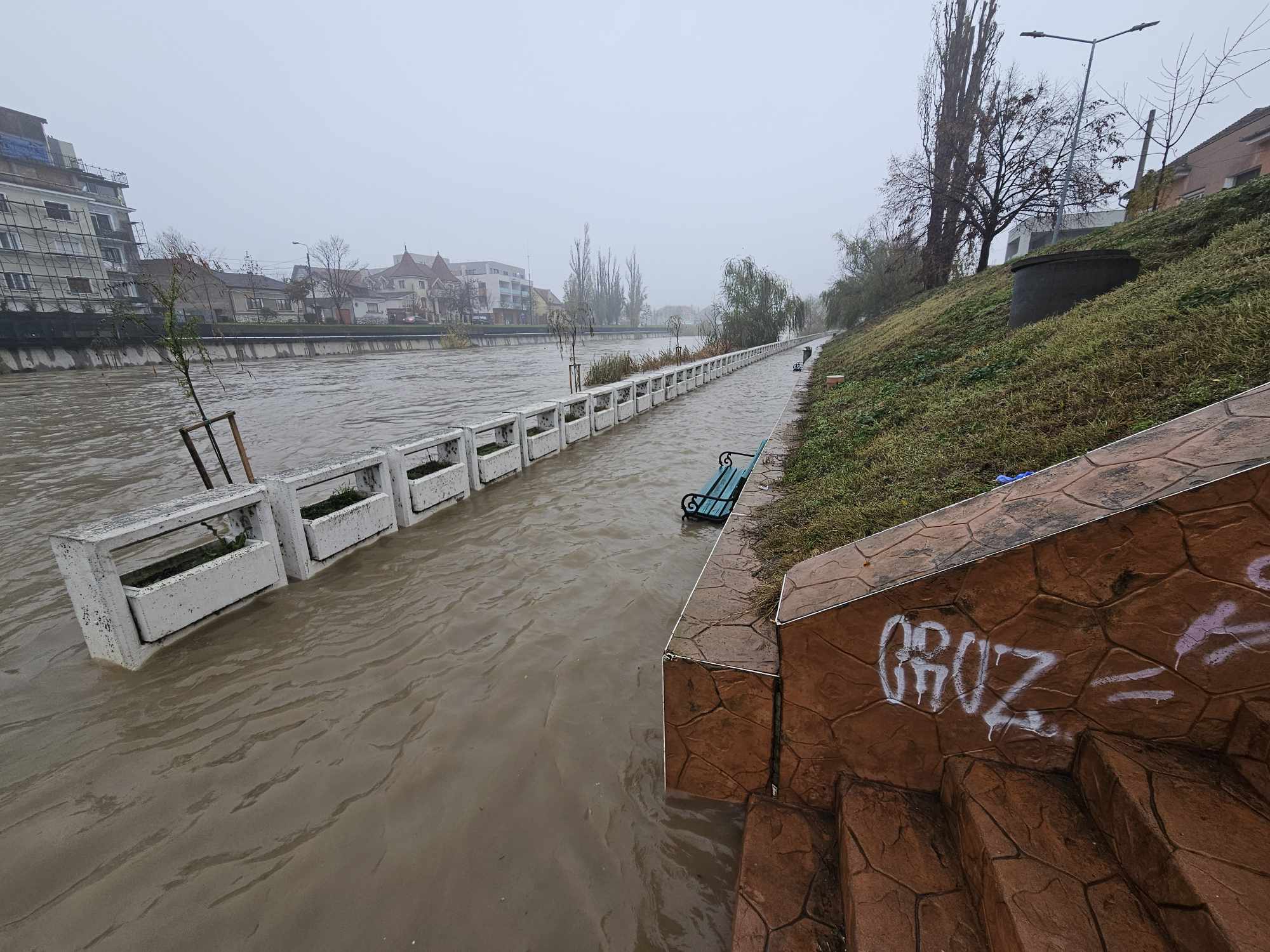 FOTO: Crișul Repede și pârâul Peța au ieșit din matcă, 14.12.2023