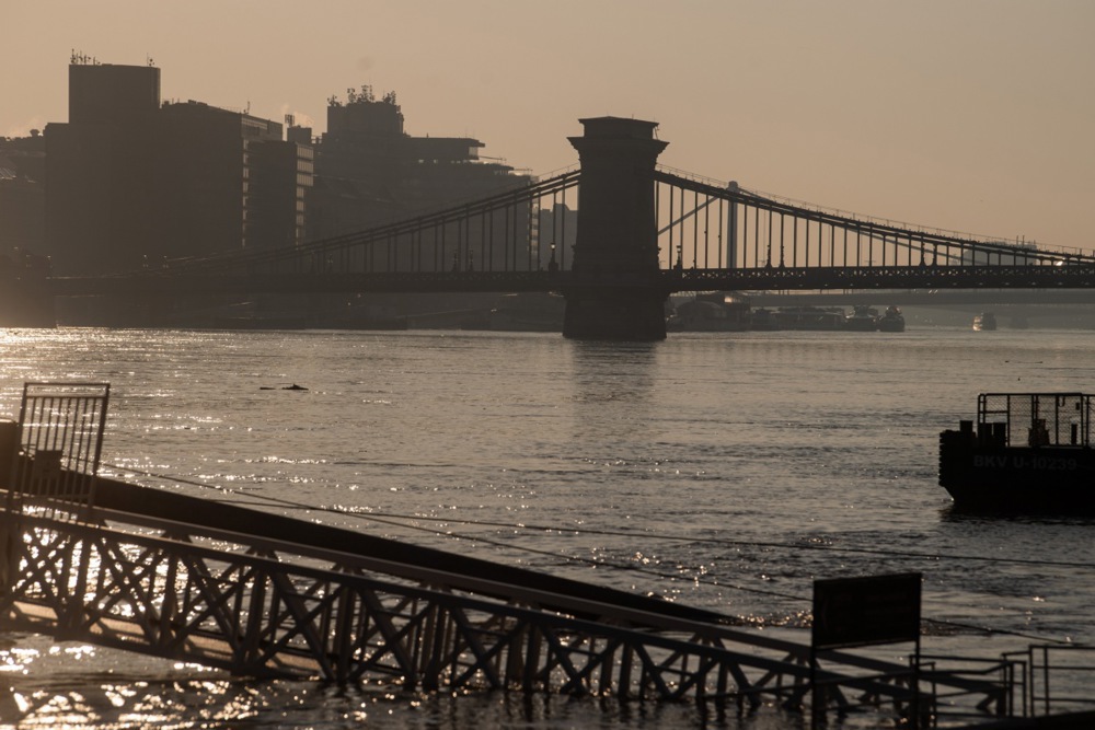 The river Danube floods parts of Budapest following the recent rains and snow