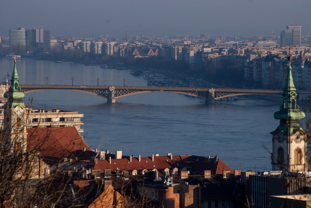 The river Danube floods parts of Budapest following the recent rains and snow