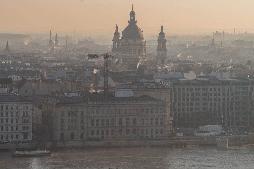 The river Danube floods parts of Budapest following the recent rains and snow