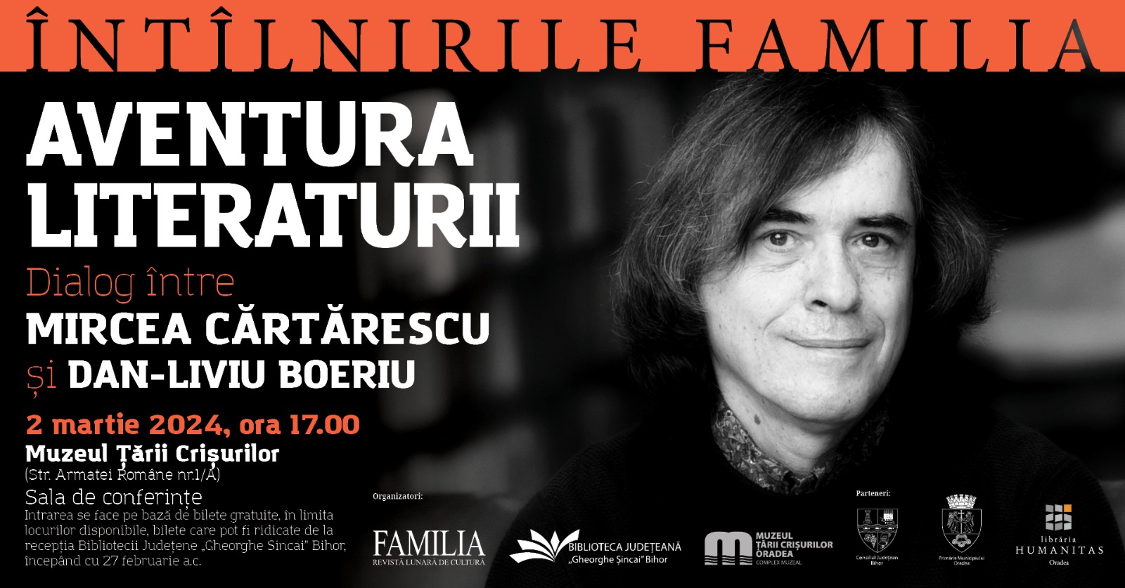 Scriitorul Mircea Cărtărescu la "Întâlnirile Familia" de la Oradea