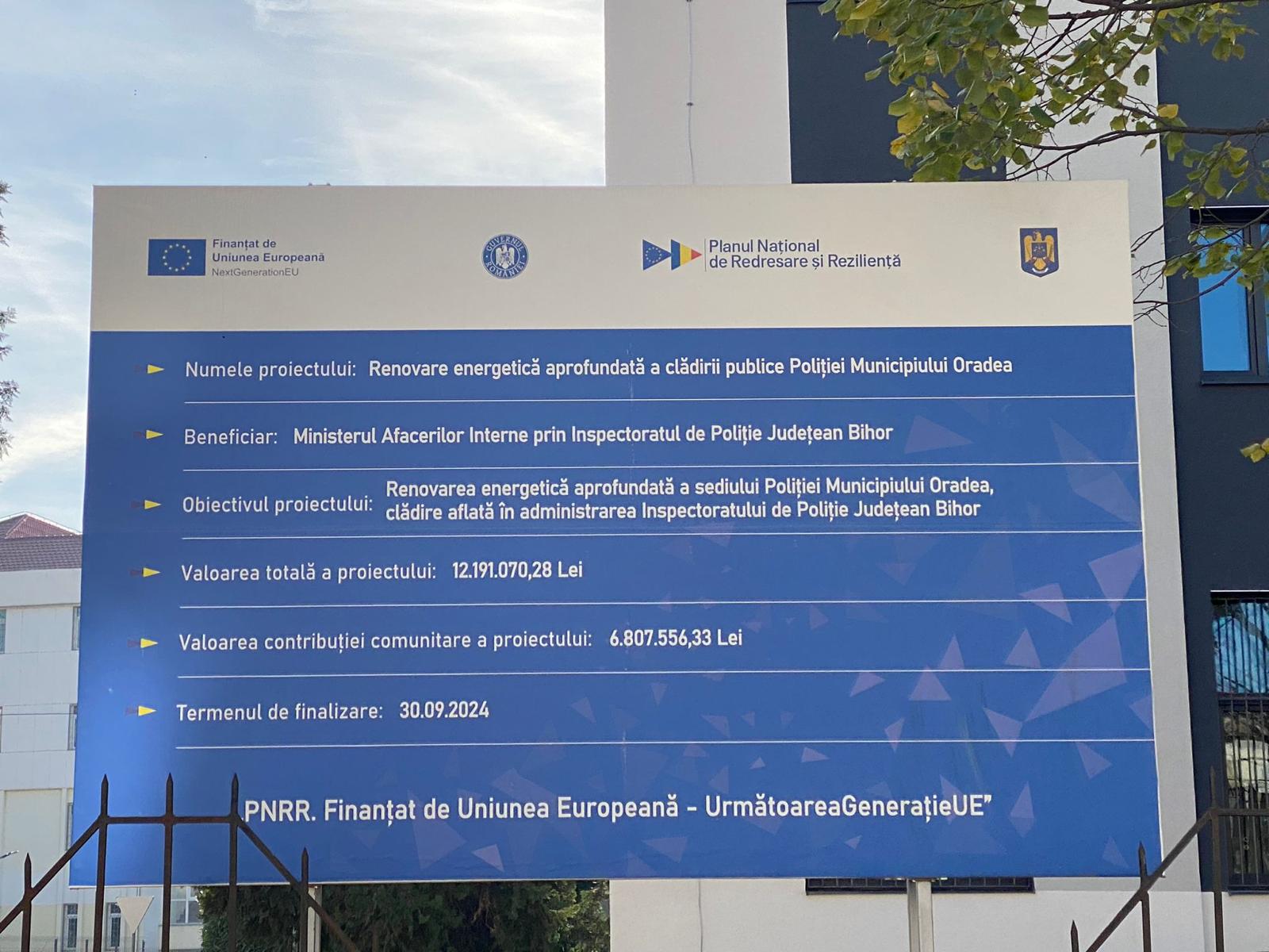 FOTO - Proiectul PNRR Renovarea energetica aprofundata a cladirii publice Politia Municipiului Oradea